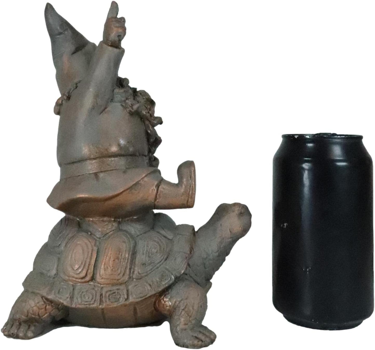 Mr Gnome Sitting On Wild Rodeo Giant Tortoise Figurine D366