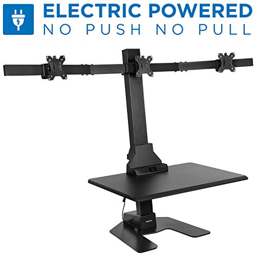 Triple Monitor Electric Standing Desk Converter with 3 Mounts for Screens up to 32" Q275