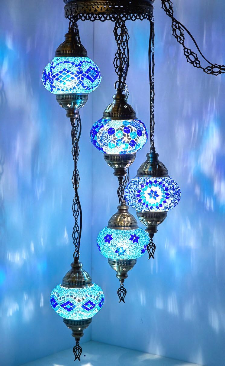 5 Globes Mosaic Ceiling Hanging Pendant Light Fixture X323552