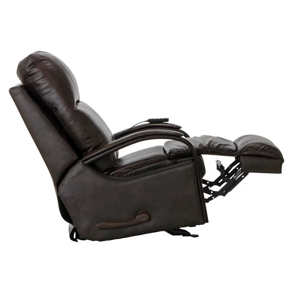Brown Top Grain Italian Leather Glider Recliner with Heat & Massage K19438