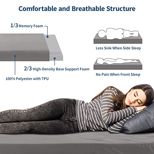 Twin Memory Foam Camping Mattress Pad with Waterproof Cover C415