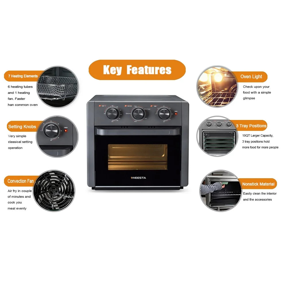 1300W 20Qt Air Fryer Toaster Oven Combo with Non Stick Basket Z896