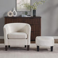 White Velvet Accent Barrel Chair with Ottoman M731