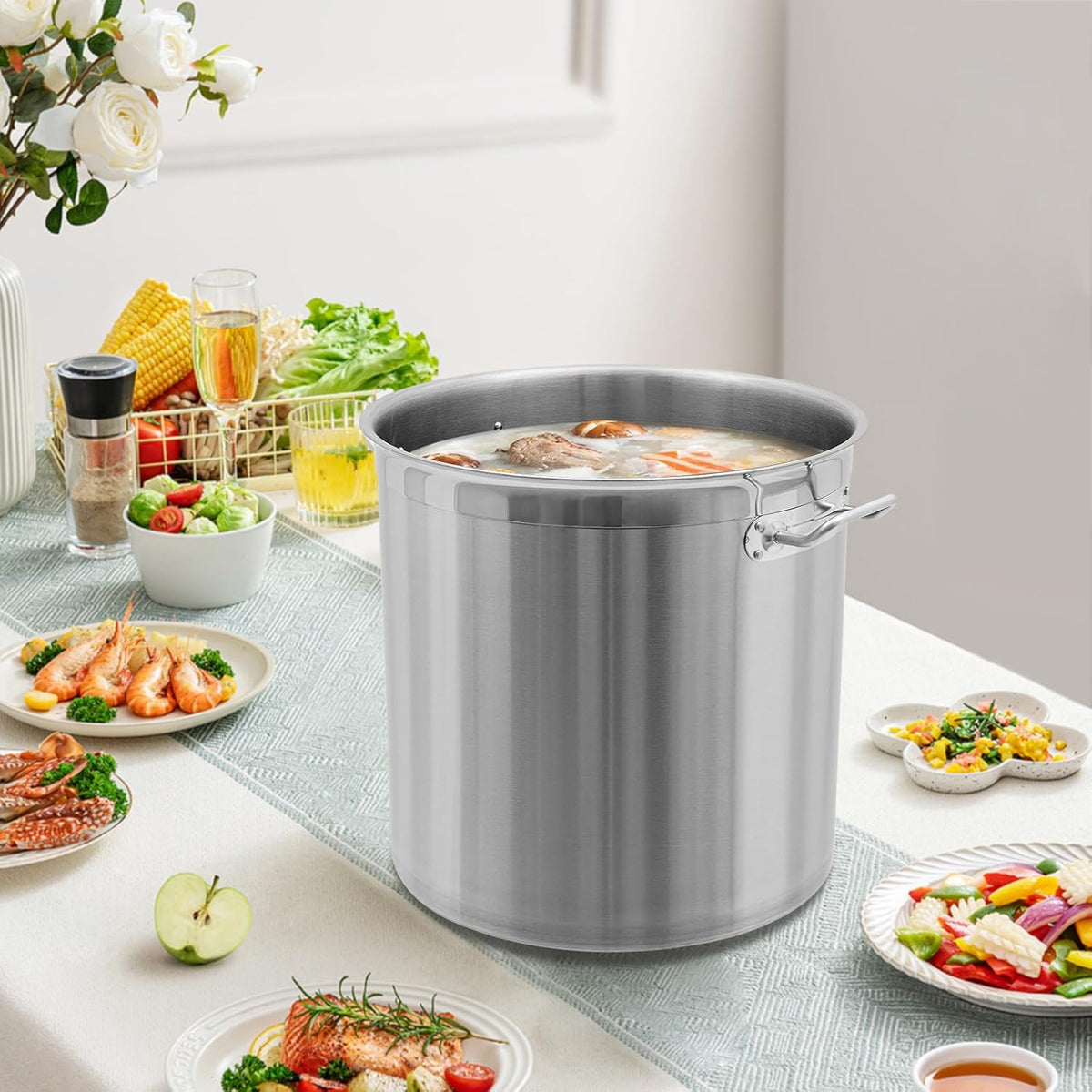 36 QT Stainless Steel Stock Pot with Handle and Strainer I9082