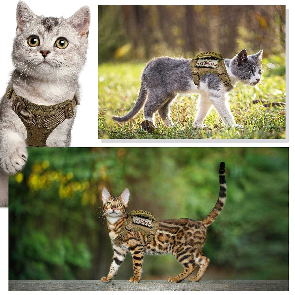 Tactical Cat Harness Soft Mesh Adjustable Pet Vest Harness M93835