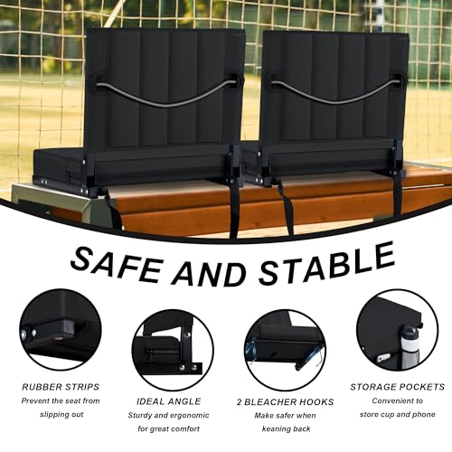 Black Padded Portable Folding Stadium Chair (2pcs) T10606