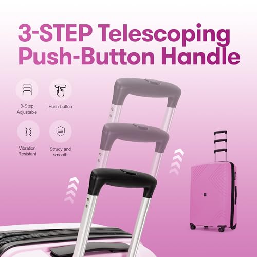 3 Piece Hardside Expandable Luggage Set with Wheels TSA Lock Light Pink X2796