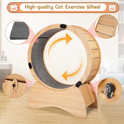 Large Wooden Cat Exercise Wheel with Lock Feature X485