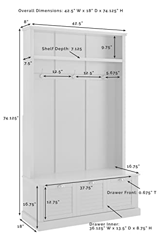 White Hall Tree with Storage Drawer J915