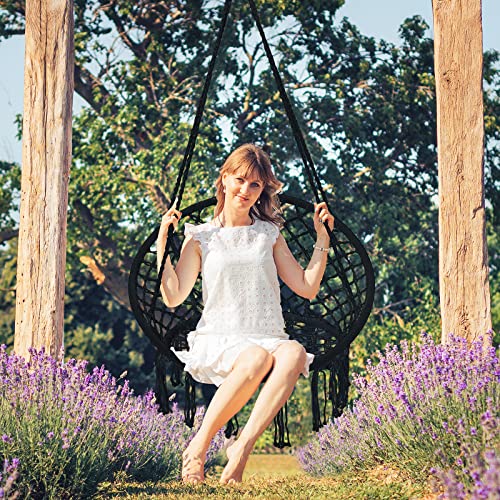 Black Macrame Hanging Swing Chair Set of 2 I24440
