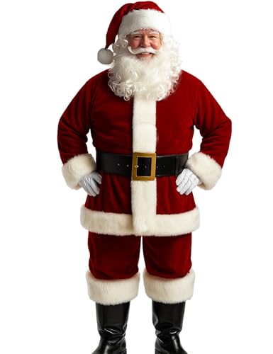 11pcs Red Deluxe Santa Claus Costume Suit Set Y5562