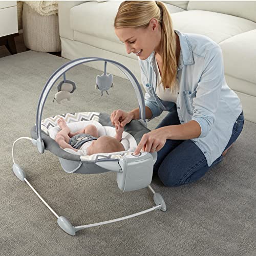 Automatic Baby Bouncer Seat with White Noise, Music, Toy Bar & 2 Plush Infant Toys, Up to 20 lbs I88321