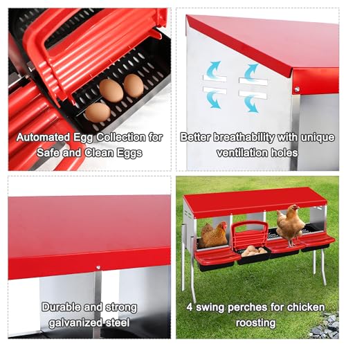4 Compartment Heavy Duty Chicken Nesting Boxes with Perch O8754
