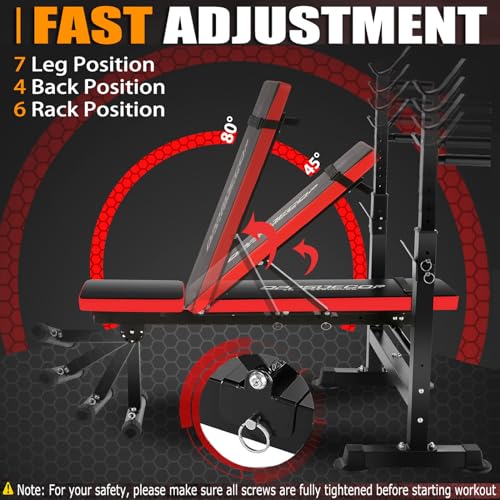 6 in 1 Weight Bench Set with Squat Rack and Barbell Rack K63815