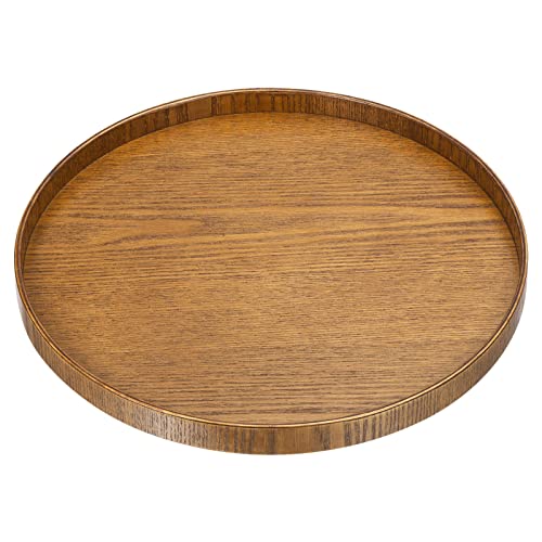 Brown 8 Inch Round Wood Serving Tray V94380