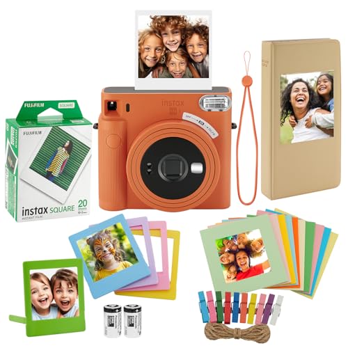 Terracotta Orange Instant Camera with 20 Square Film H450