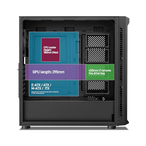 Black Mid Tower Computer Case with 4x120mm Fans T860631