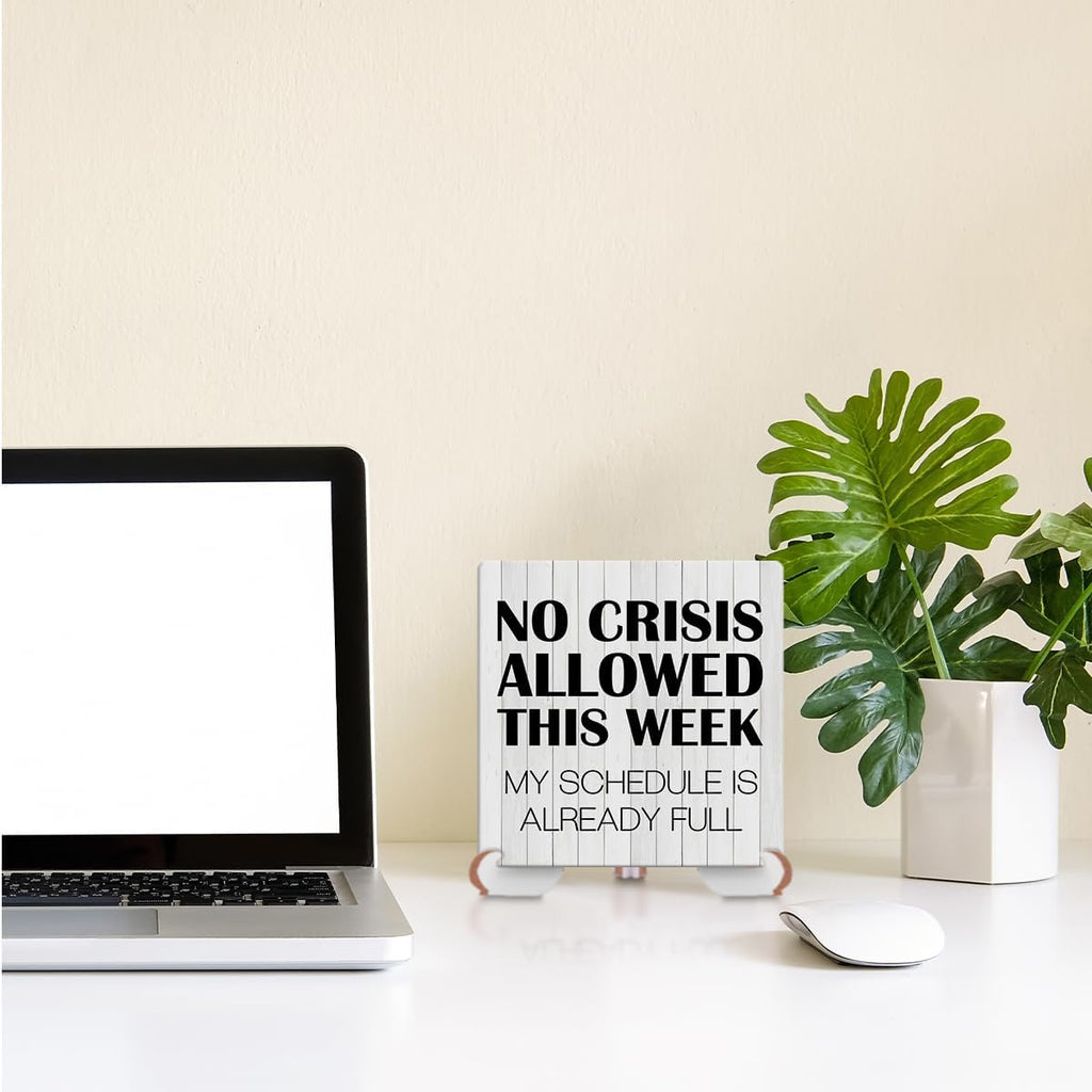 Wood Sign with Wooden Stand Desk Decor A367