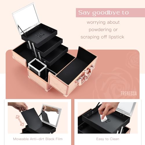 Black 11.8 Inch Makeup Organizer Case with Mirror N239786