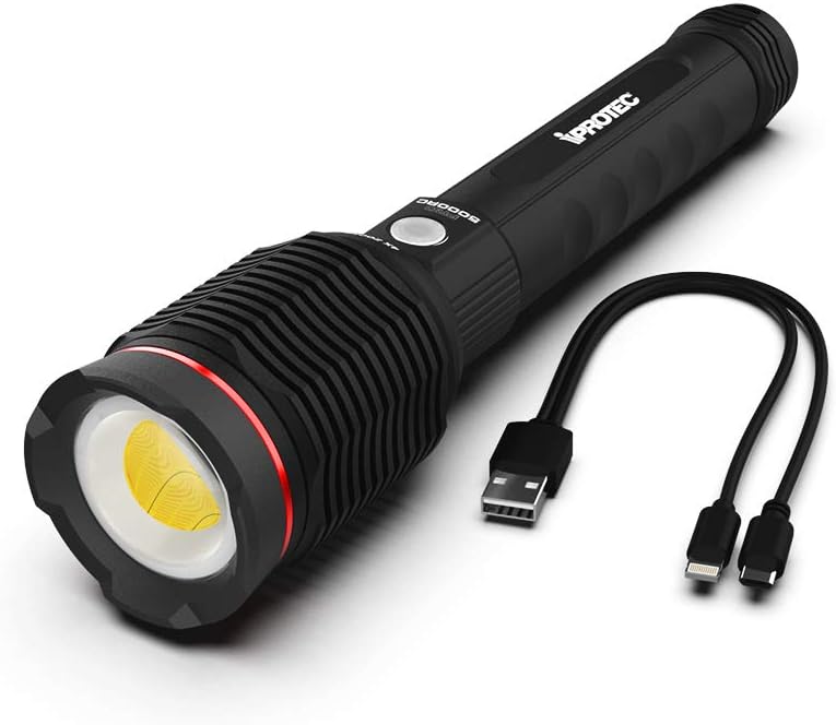 Rechargeable 5000 Lumen Flashlight, Waterproof and Impact Resistant, Red C282
