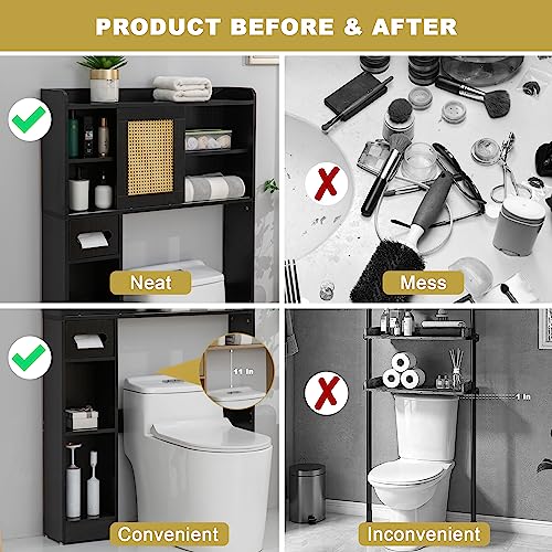 White Over The Toilet Storage Cabinet with Adjustable Shelves B7014