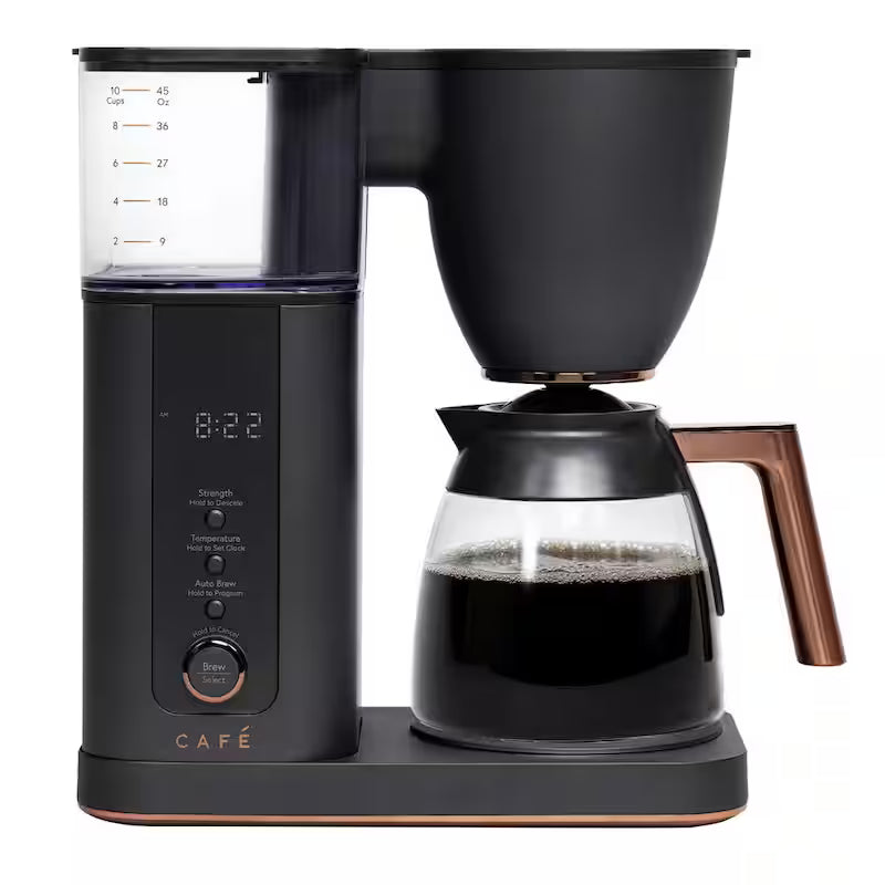 10 Cup Matte Black Drip Coffee Maker with Glass Carafe U729