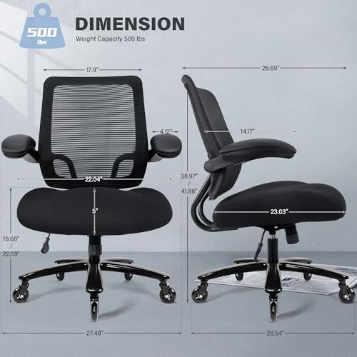 Heavy Duty Mesh Ergonomic Desk Chair with Flip-up Armrests L5757