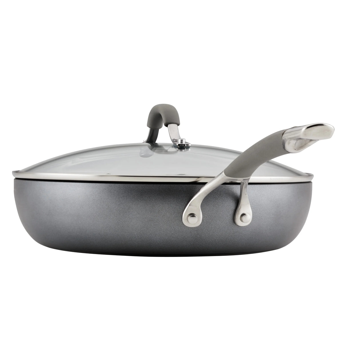 12 inch Hard-Anodized Nonstick Deep Frying Pan with Lid, Gray R440