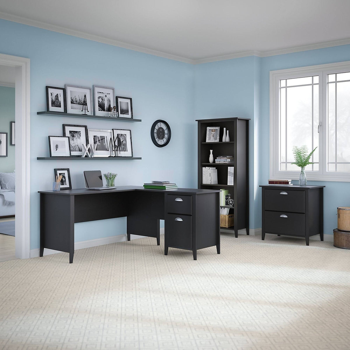 60W L Desk with Bookcase and Lateral File O878740
