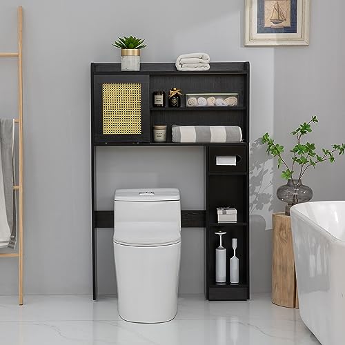 White Over The Toilet Storage Cabinet with Adjustable Shelves B7014