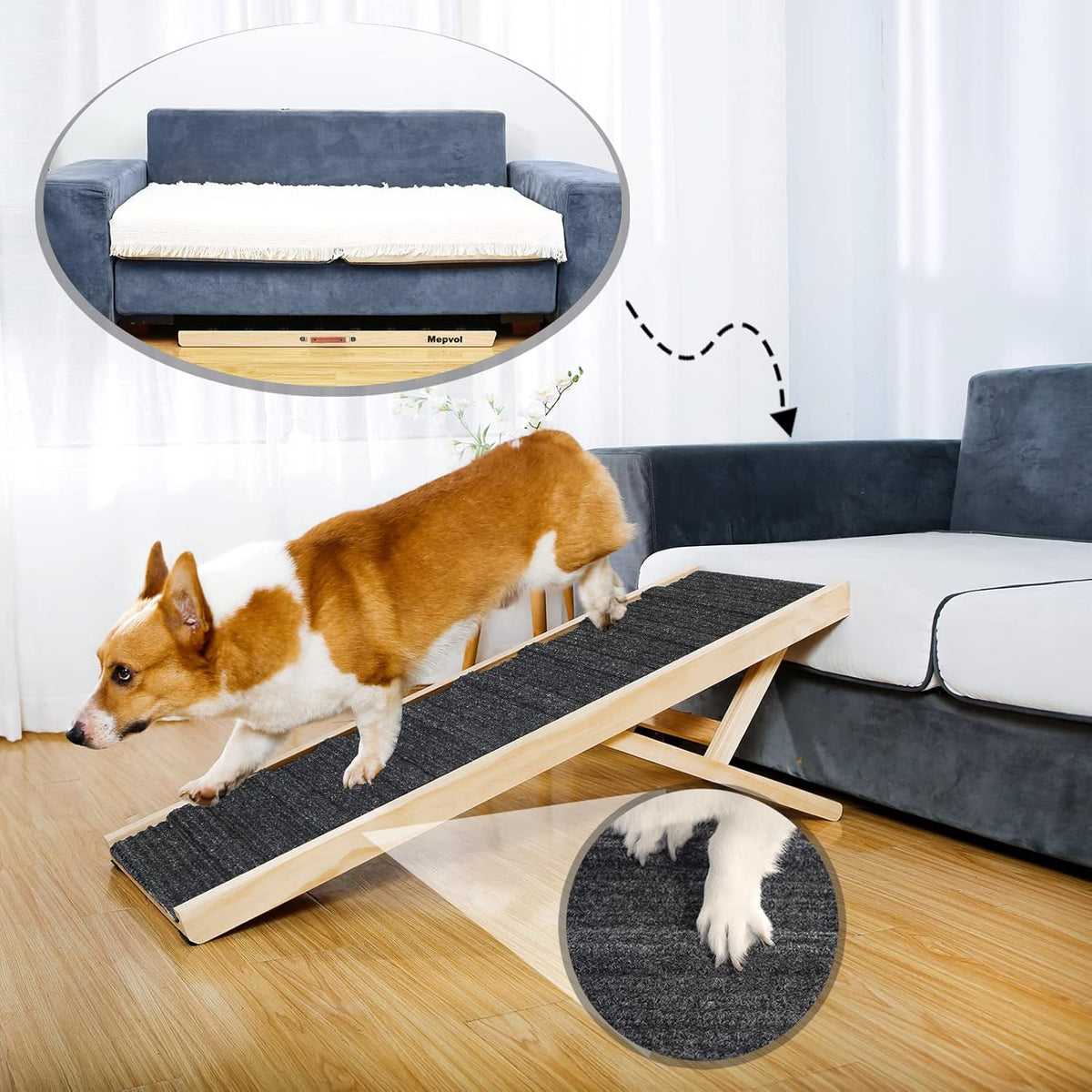 43.5" Long Wooden Pet Ramp with 8 Steps Z273939