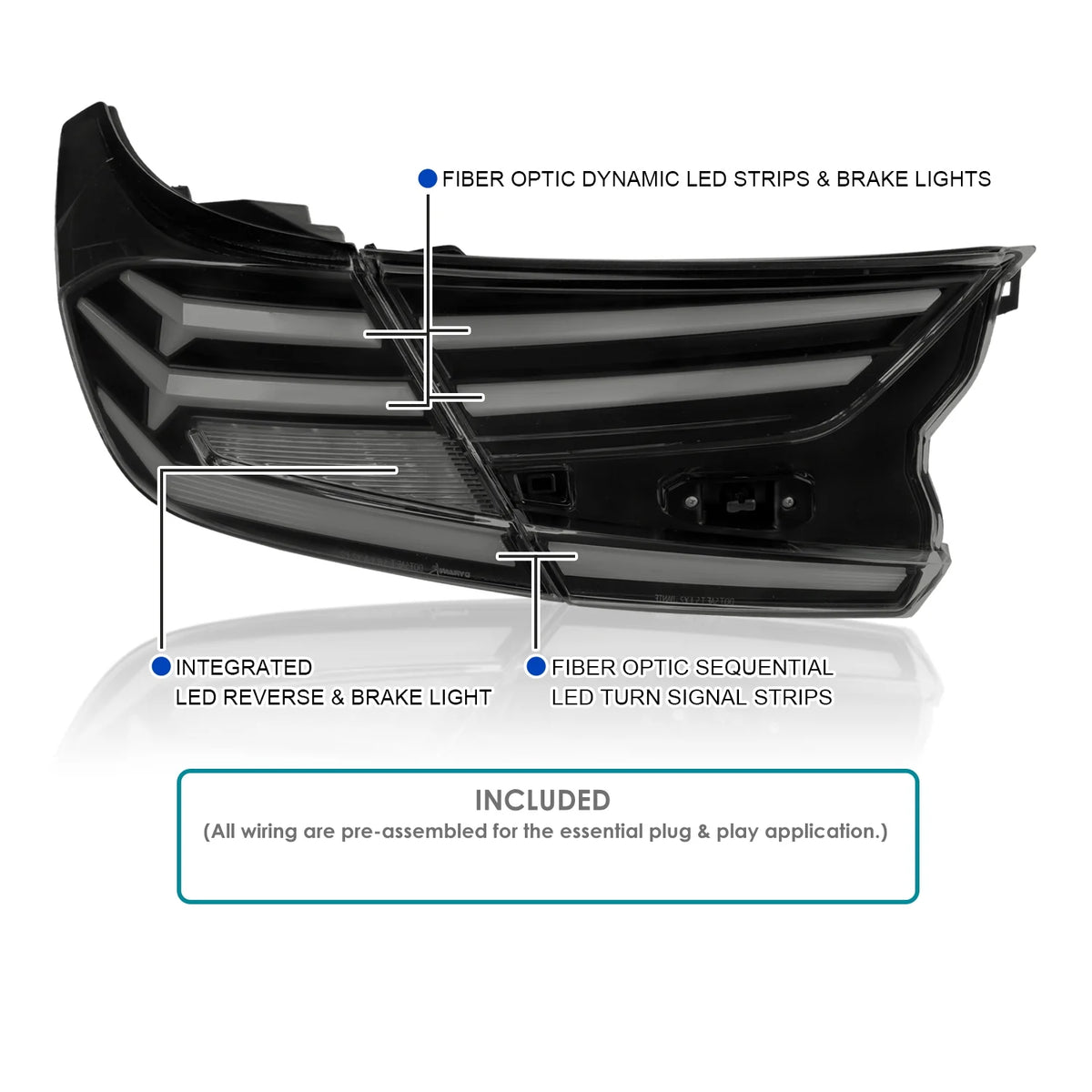 Glossy Black Smoked Lens LED Tail Lights with Sequential Signal T952