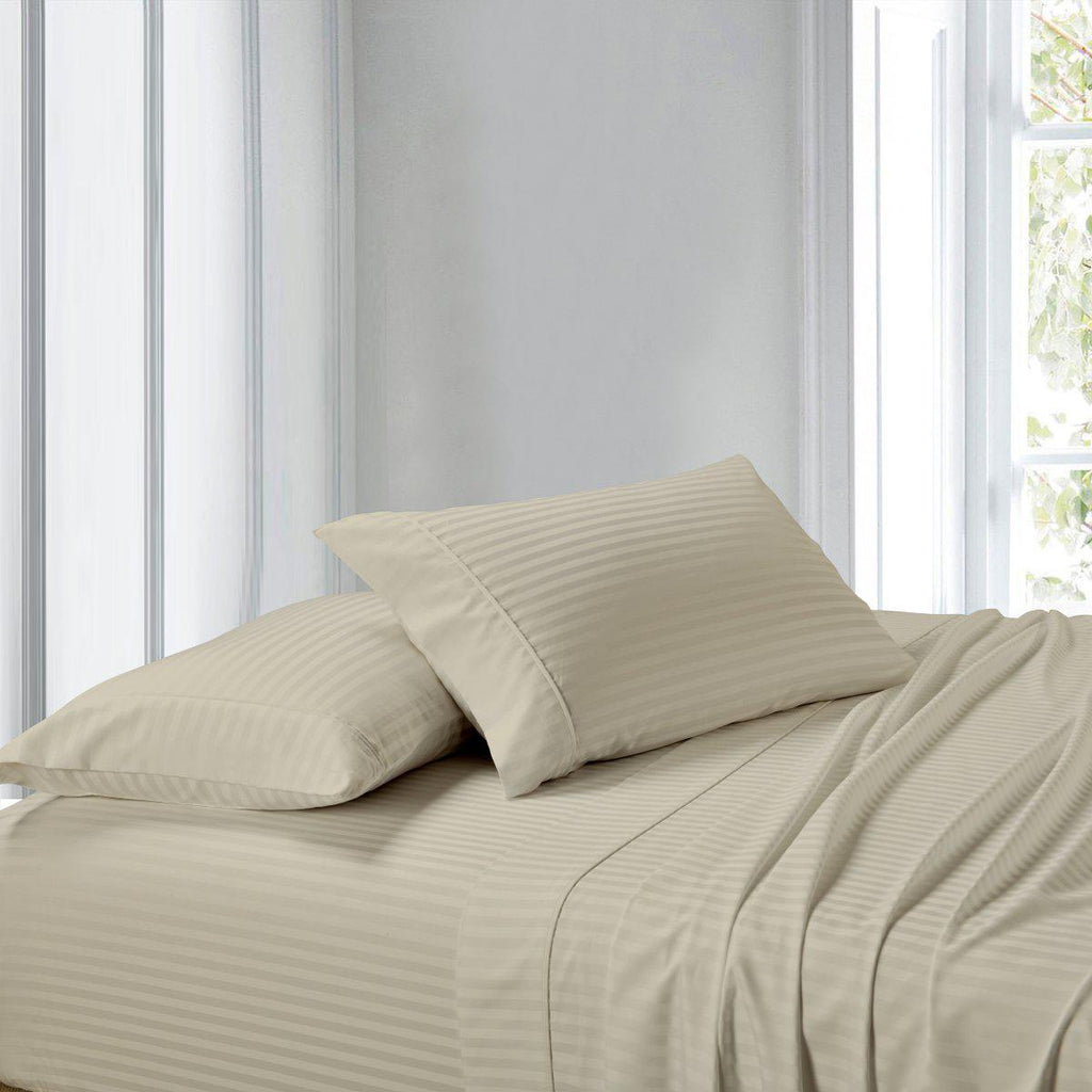 Attached Waterbed Sheet Set Stripe 300 Thread Count