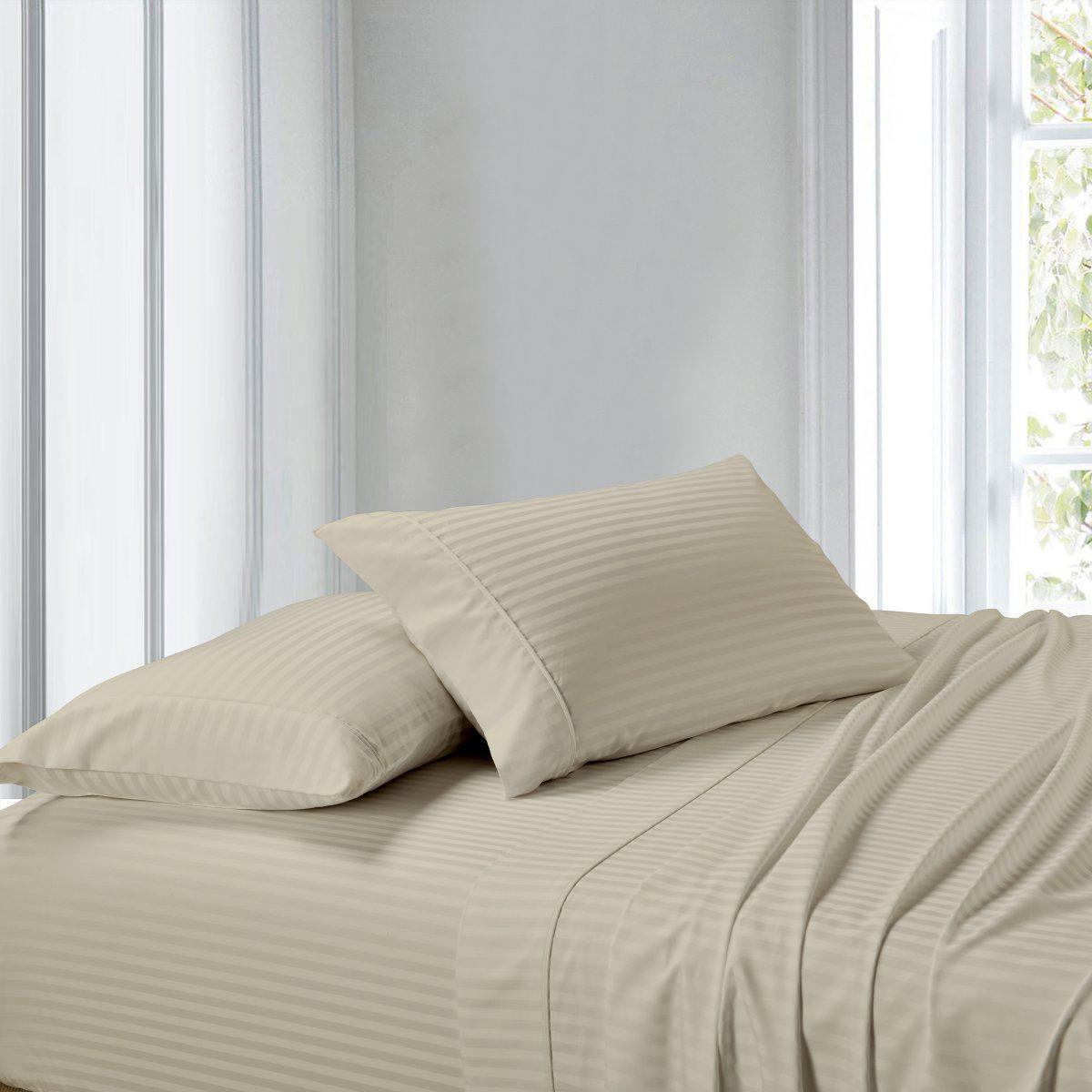 Attached Waterbed Sheet Set Stripe 300 Thread Count