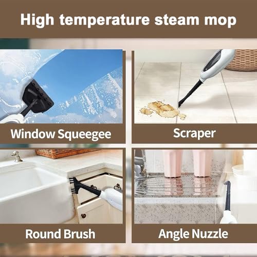 Steam Mop with 13 Accessories, 2 Washable Mop Pads, 550ml Capacity, 30 Second Heat-Up E891048