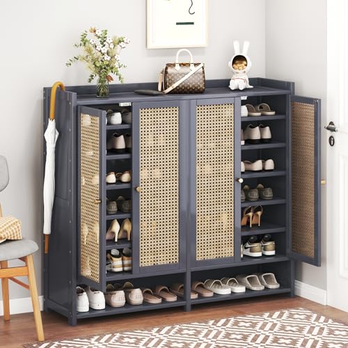 Bamboo 8 Tier Shoe Storage Cabinet with Doors and Drawers P635935