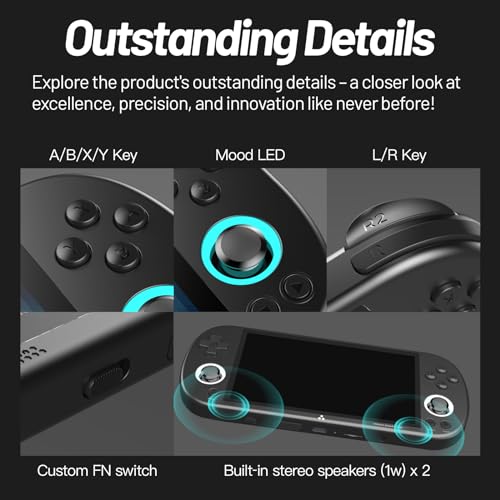 4.96 inch Handheld Game Console Linux System 128G SD Card (Black) D8463
