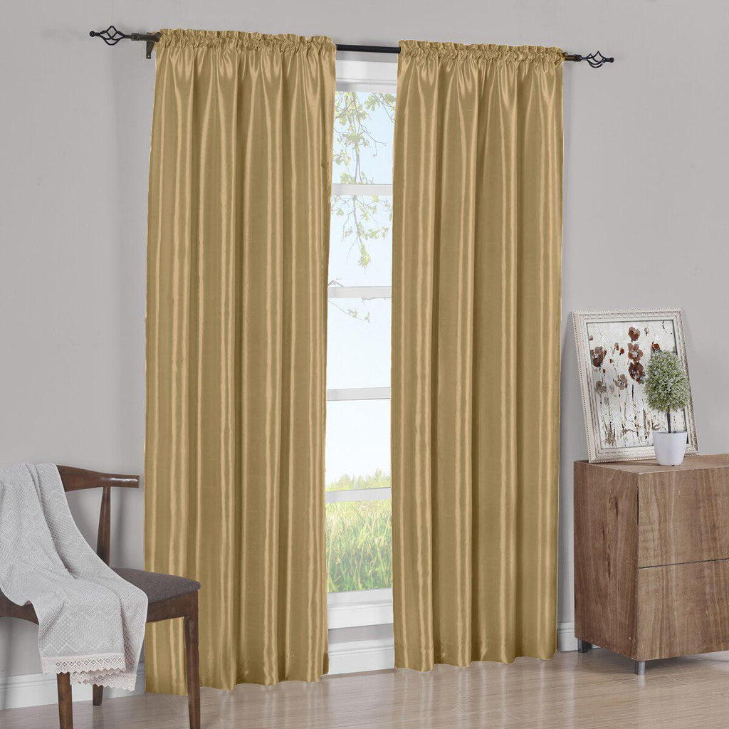 Faux Silk Curtain Panels Pair (Set of 2) Rod Pocket Soho