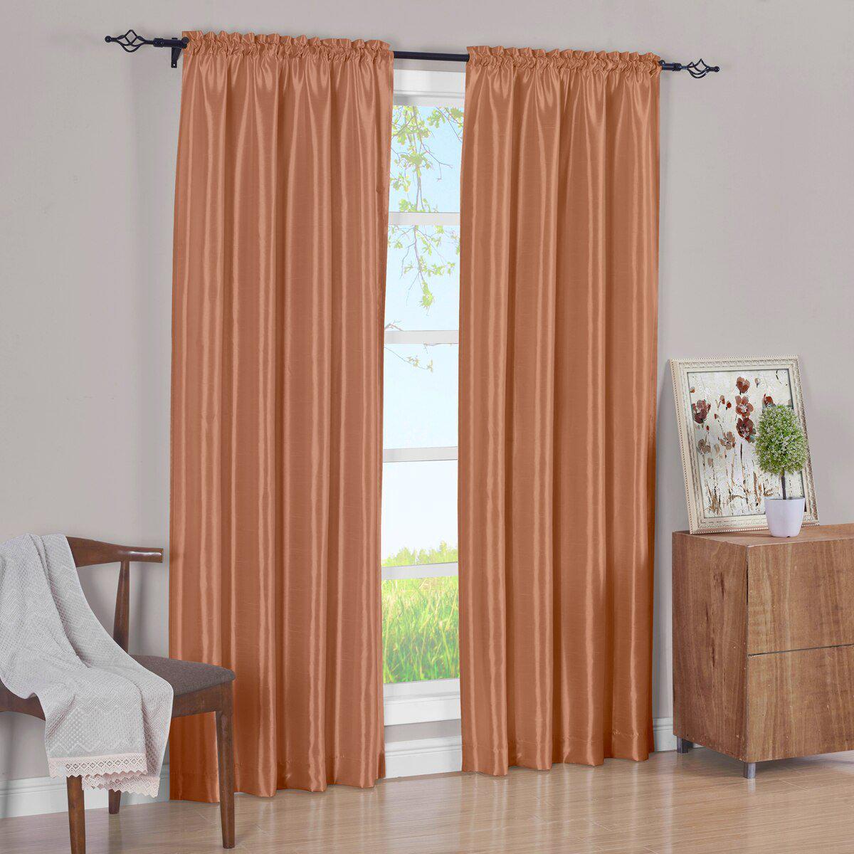 Faux Silk Curtain Panels Pair (Set of 2) Rod Pocket Soho