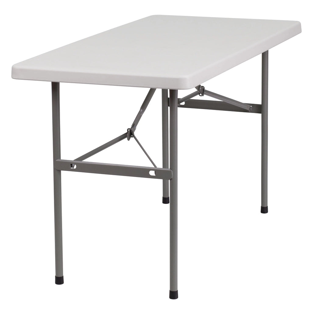 4-Foot Granite White Plastic Folding Table V8282