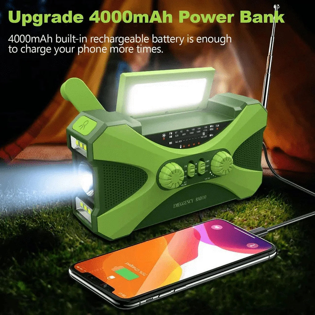 4000mAh AM FM NOAA Hand Crank Solar Emergency Radio with Flashlight R4340