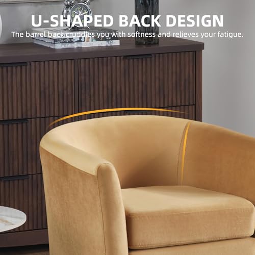 White Velvet Accent Barrel Chair with Ottoman M731