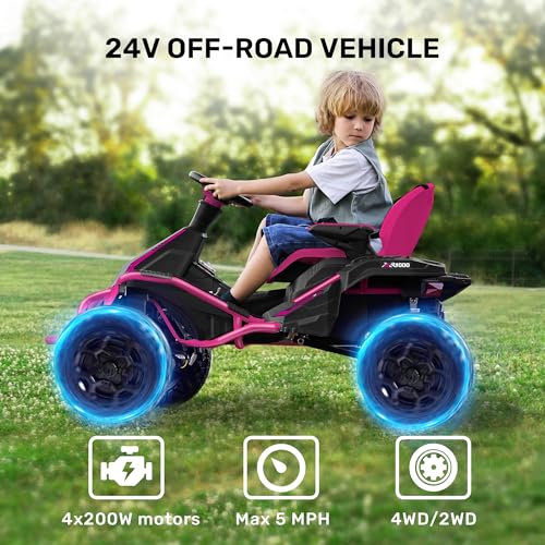24V 4x4 Ride On Toy with 4x200W Motors, 5MPH, Parent Remote, Wide Adjustable Seat, Headlights, Metal Frame, Shock Absorbers, Green S8847