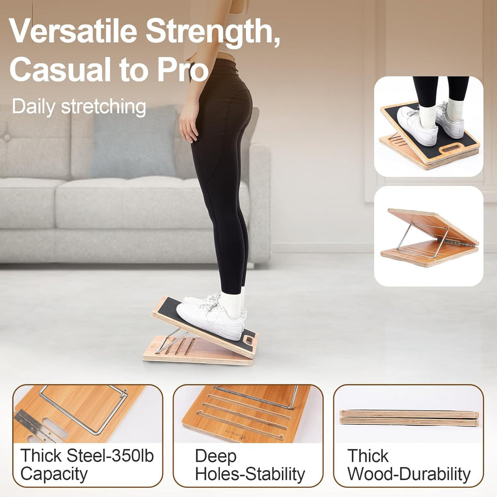 Portable Wooden Slant Board with Non-Slip Surface, 4 Angle Settings T2581
