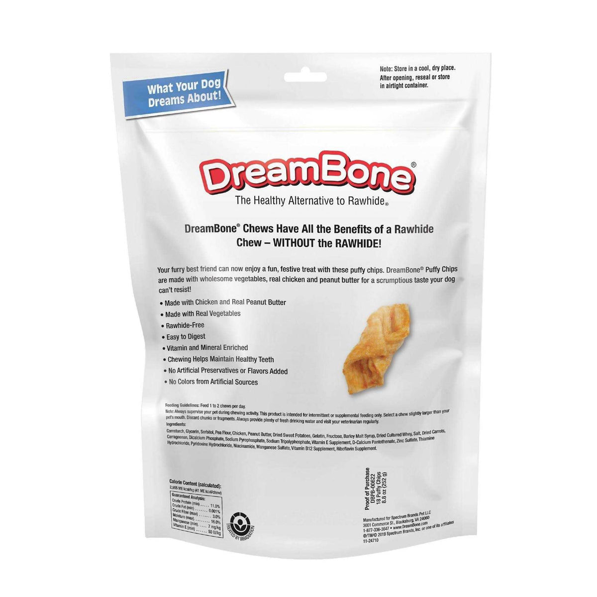 Peanut Butter Puffy Chips Chews Dog Treats D629917