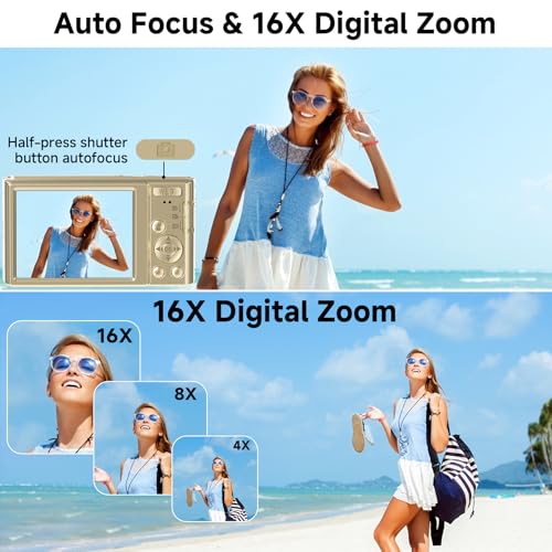Blue 44MP Digital Point and Shoot Camera with 64GB SD Card Z4128