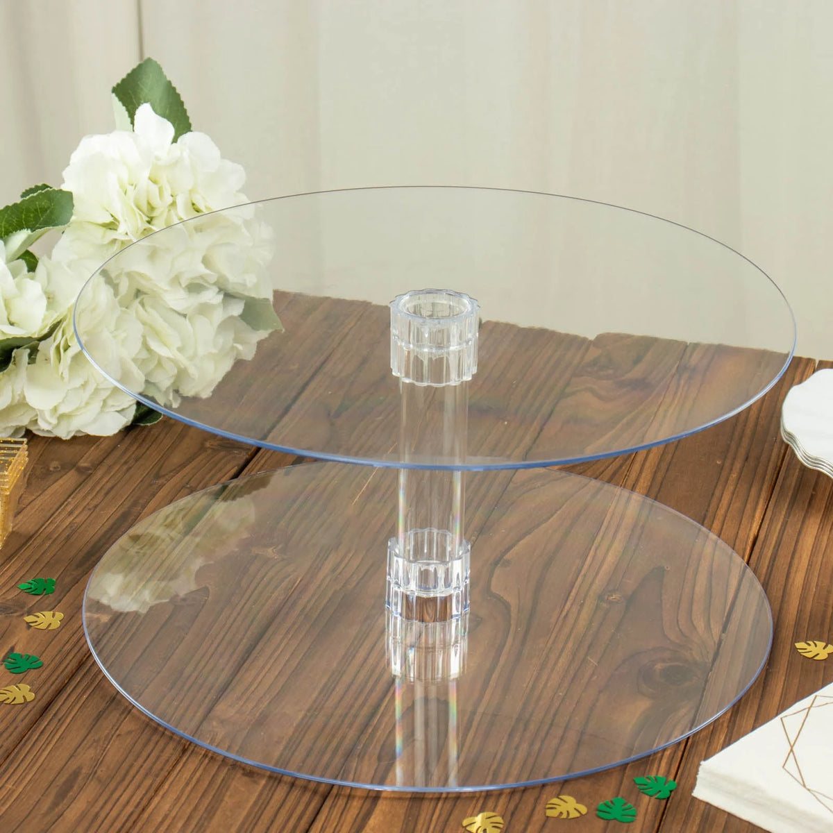 2 Tier 18 inch Acrylic Crystal Glass Clear Cupcake Stand C618