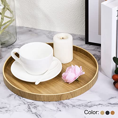 Brown 8 Inch Round Wood Serving Tray V94380