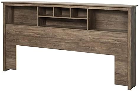 Drifted Gray Wood King Size Bookcase Headboard T673