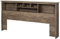 Drifted Gray Wood King Size Bookcase Headboard T673